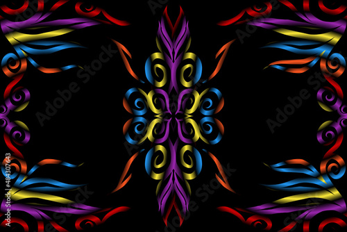 colourful caleidoscope classic gradient flower art pattern of traditional tenun batik ethnic dayak ornament for wallpaper ads background sticker or clothing