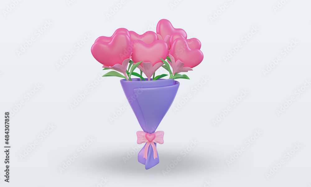 3d Valentine day Bucket Flower icon rendering front view 3d Valentine day Bucket Flower icon rendering front view