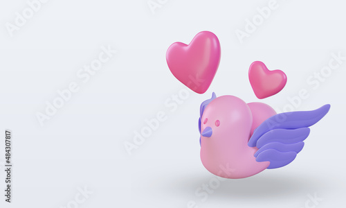 3d Valentine day Peace bird icon rendering right view