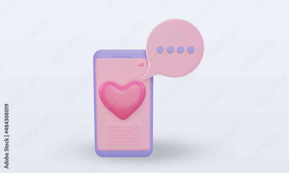 3d Valentine day Dating App icon rendering front view 3d Valentine day Dating App icon rendering front view