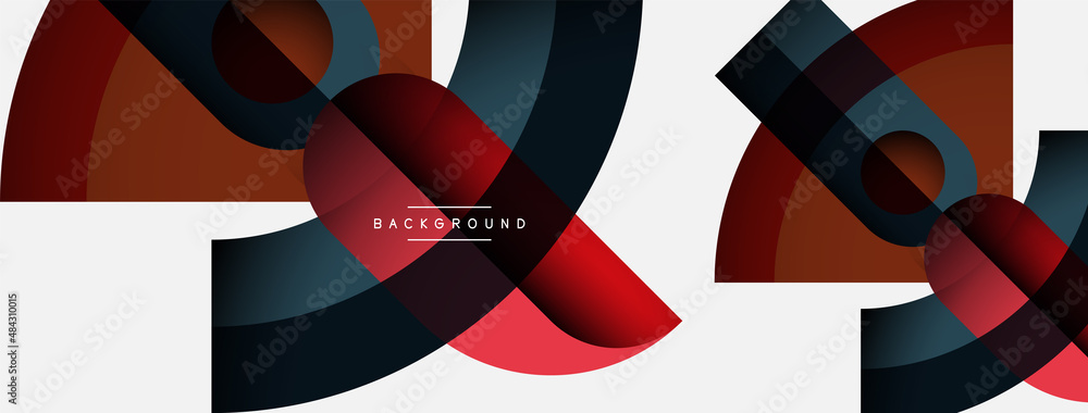 Geometric abstract background. Round shapes, circles, lines composition for wallpaper banner background or landing page Geometric abstract background. Round shapes, circles, lines composition for wallpaper banner background or landing page