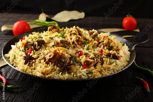 Arabian foods- homemade spicy mutton biryani-  Arabic  cooking recipes.