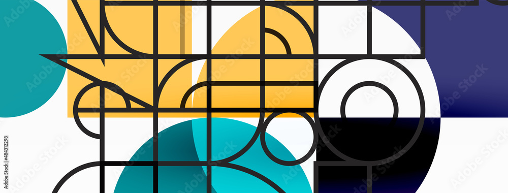 Beautiful abstract background. Circles, triangle shapes, and squares. Minimal geometric template for wallpaper, banner, background or landing Beautiful abstract background. Circles, triangle shapes, and squares. Minimal geometric template for wallpaper, banner, background or landing