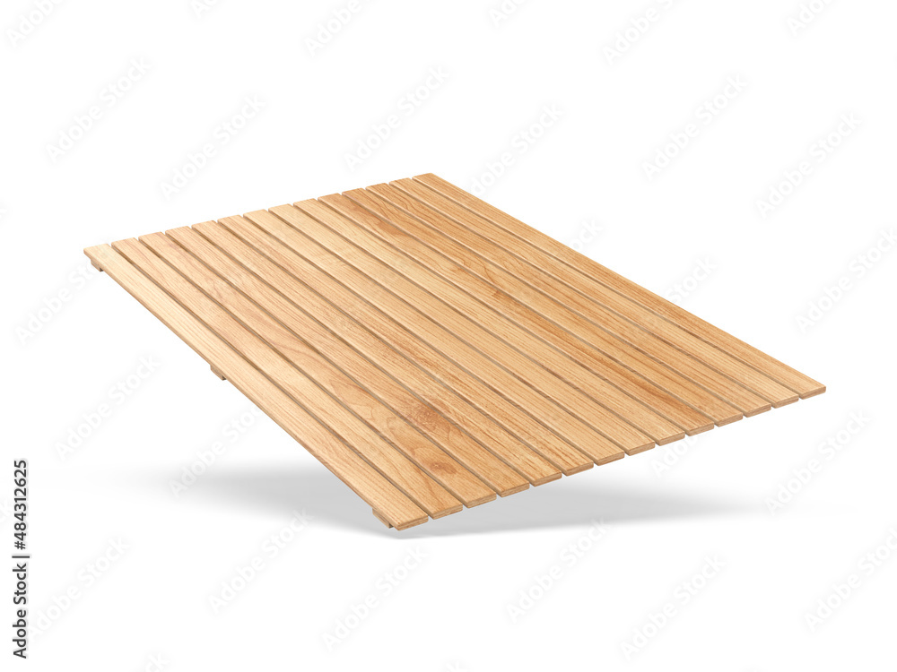 Blank wooden bathroom mat template mockup, 3d render illustration. Blank wooden bathroom mat template mockup, 3d render illustration.