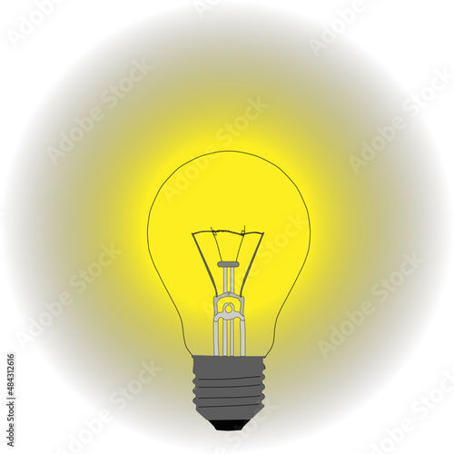Lit Light Bulb Realistic Vector
