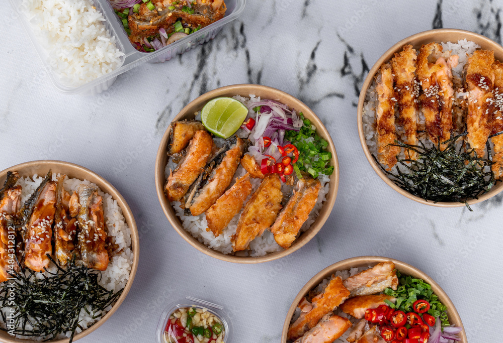 Salmon Teriaki and Salmon Mixed Dishes Salmon Teriaki and Salmon Mixed Dishes