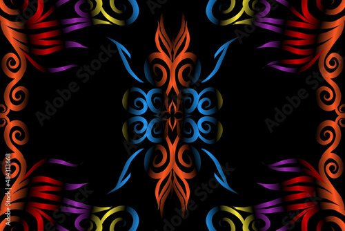colourful caleidoscope classic gradient flower art pattern of traditional tenun batik ethnic dayak ornament for wallpaper ads background sticker or clothing