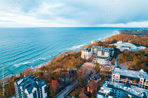 Aerial view city Svetlogorsk Kaliningrad Russia Baltic Sea summer sunny day