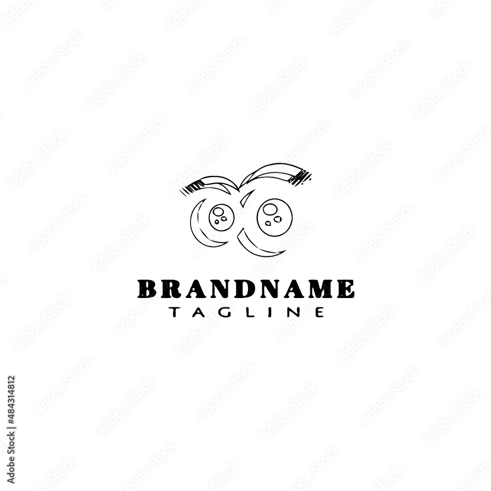 Fototapeta premium cute eye logo cartoon icon design template black isolated vector illustration