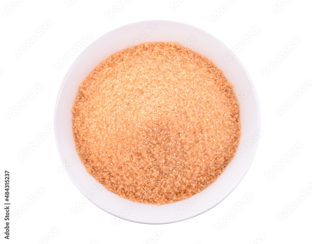 granulated sugar isolated on white background. top view granulated sugar isolated on white background. top view