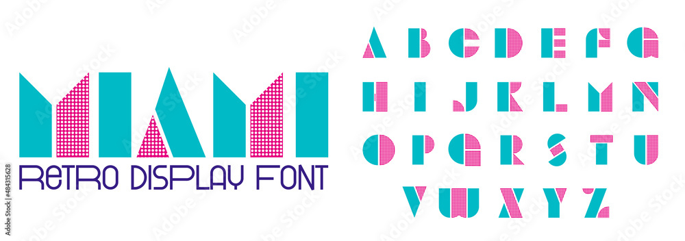 Obraz premium 90s 80s Style Geometric Font. Bauhaus Modern Typography. Font for events, promotions, logos, banner, monogram and poster