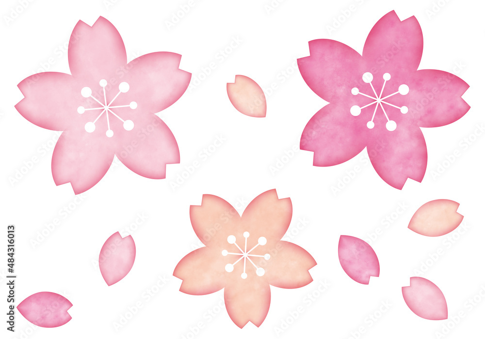 水彩風 桜のモチーフセット
