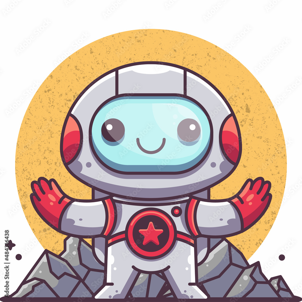 CUTE ASTRONAUT WITH MOON BACKGROUND