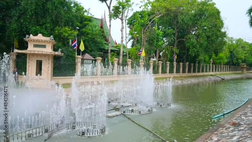 Panorama of Chitralada Royal Villa fountain, Dusit Palace, Bangkok, Thailand photo