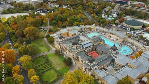 Aerial of Szechenyi Furdo Elotti Park and Zuglo in Budapest photo