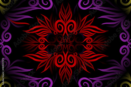 colourful caleidoscope classic gradient flower art pattern of traditional tenun batik ethnic dayak ornament for wallpaper ads background sticker or clothing