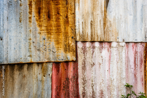 Corrugated iron textures, painted and weathered