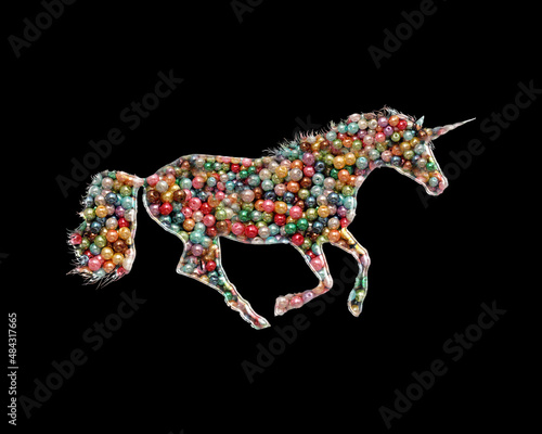 Unicorn horse Beads Icon Logo Handmade Embroidery illustration