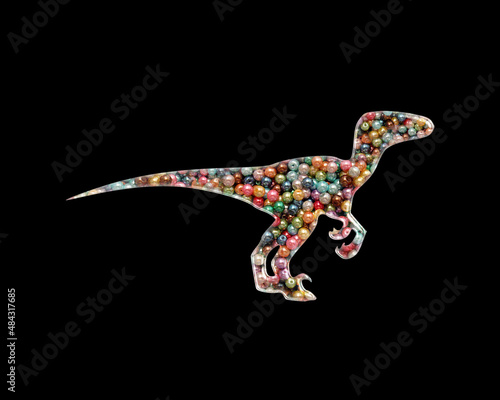 Dinosaur T rex Dino Beads Icon Logo Handmade Embroidery illustration
