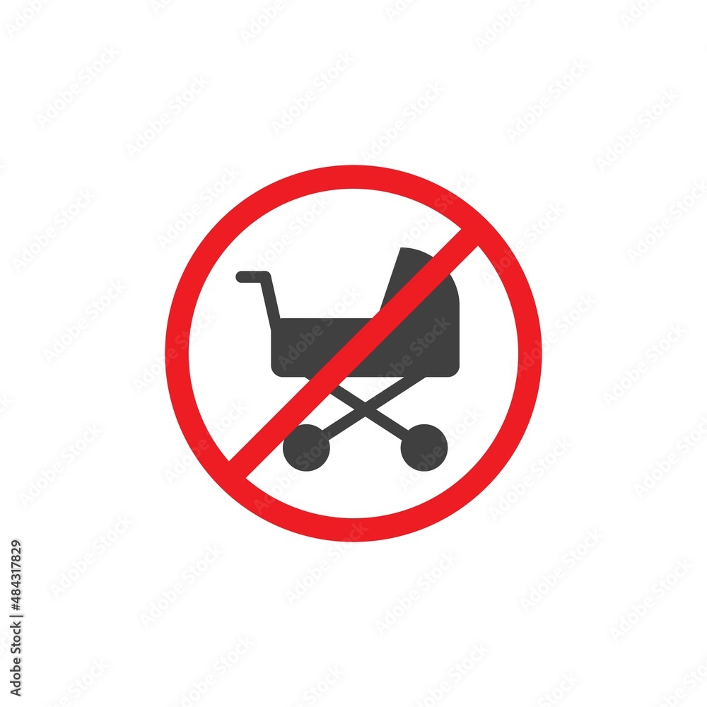 No baby carriage sign vector icon No baby carriage sign vector icon
