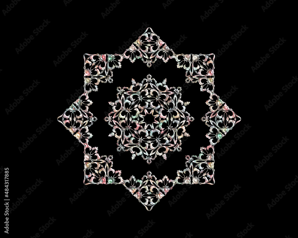 Mandala flower, David star Beads Icon Logo Handmade Embroidery illustration