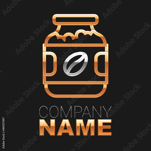 Line Coffee jar bottle icon isolated on black background. Colorful outline concept. Vector