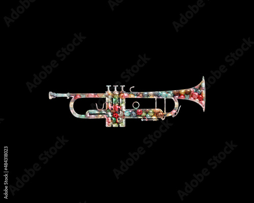 Trumpet Music Beads Icon Logo Handmade Embroidery illustration