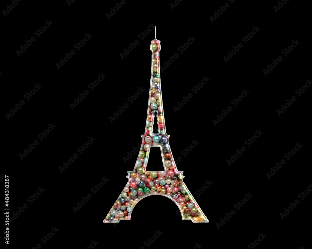 Eiffel Tower Paris, France Beads Icon Logo Handmade Embroidery illustration