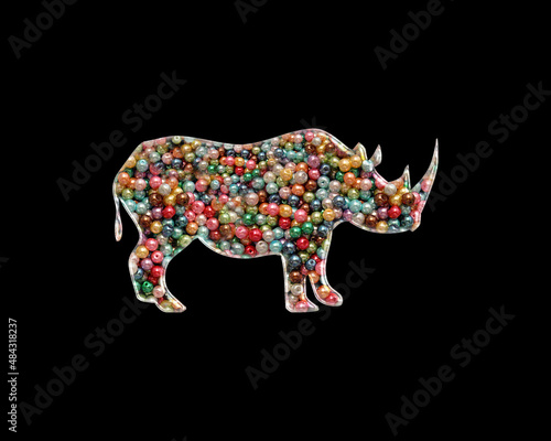 Rhino Rhinoceros Beads Icon Logo Handmade Embroidery illustration