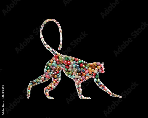 Monkey Chimp Beads Icon Logo Handmade Embroidery illustration