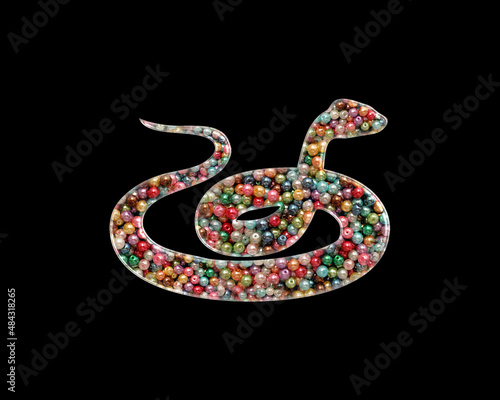 Snake Beads Icon Logo Handmade Embroidery illustration