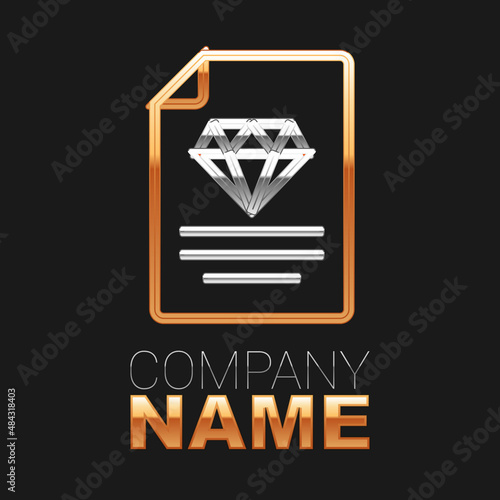 Line Certificate of the diamond icon isolated on black background. Colorful outline concept. Vector