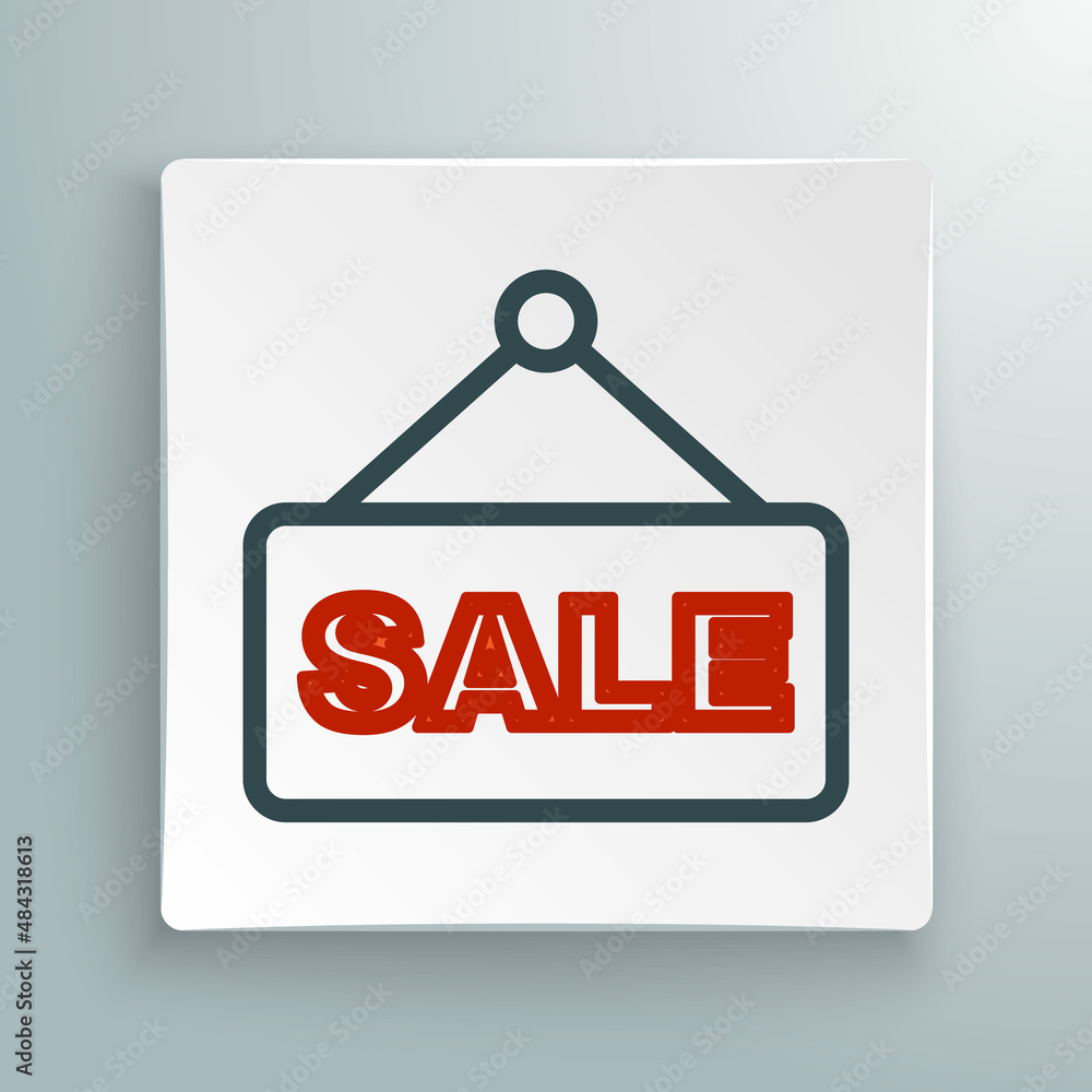 Line Hanging sign with text Sale icon isolated on white background. Signboard with text Sale. Colorful outline concept. Vector Line Hanging sign with text Sale icon isolated on white background. Signboard with text Sale. Colorful outline concept. Vector