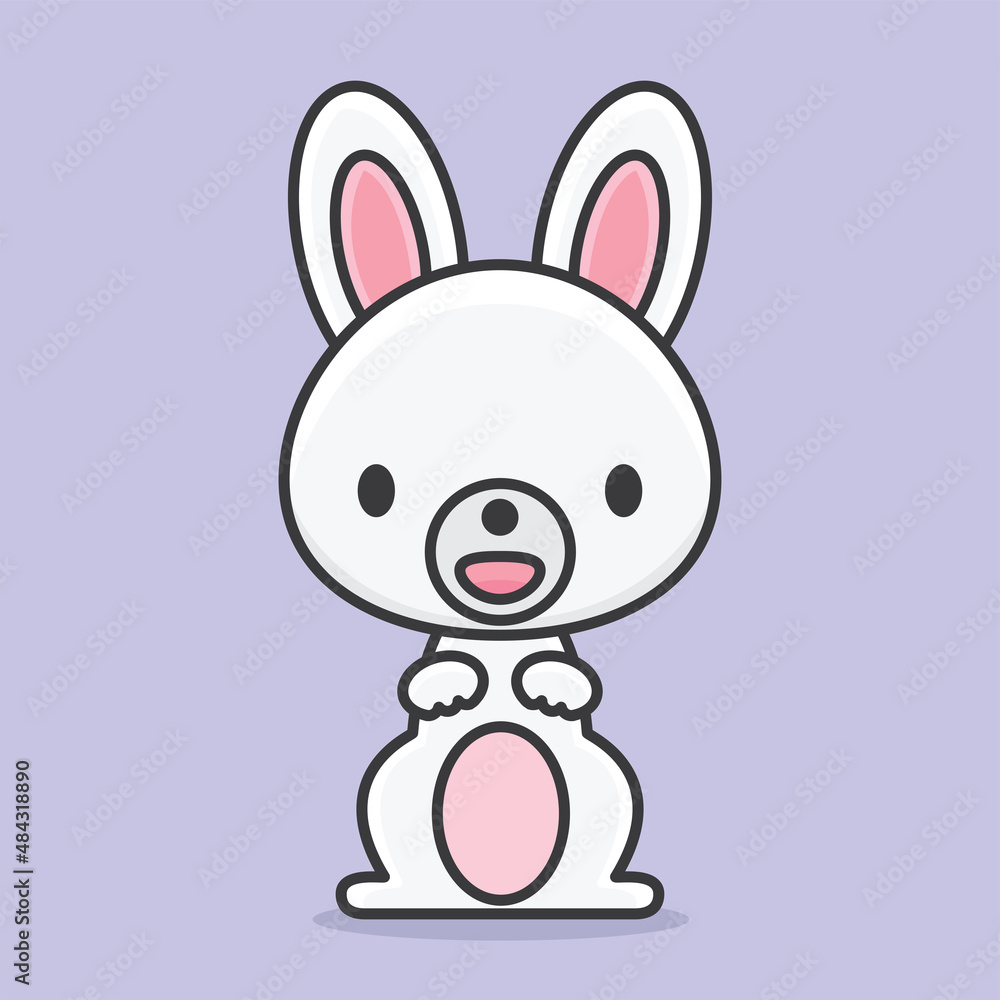 Cute white rabbit cartoon vector icon illustration logo mascot hand drawn concept trandy cartoon Cute white rabbit cartoon vector icon illustration logo mascot hand drawn concept trandy cartoon