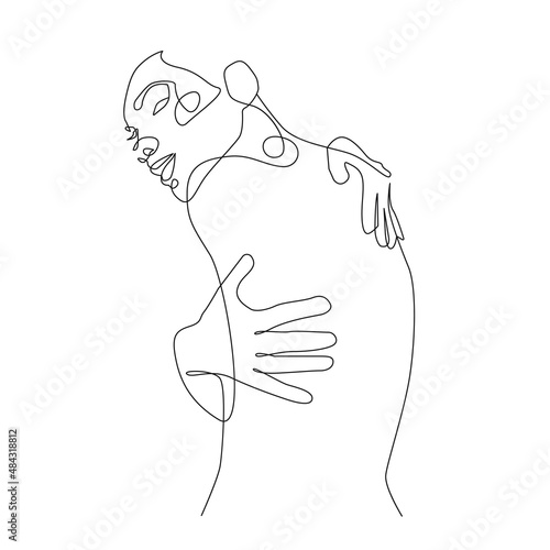 Abstract Woman Body Line Art Drawing. Female Silhouette One Line Drawing. Woman Back Vector Illustration Minimalistic Style for Modern Design: Prints, Wall Art, Posters, Social Media.