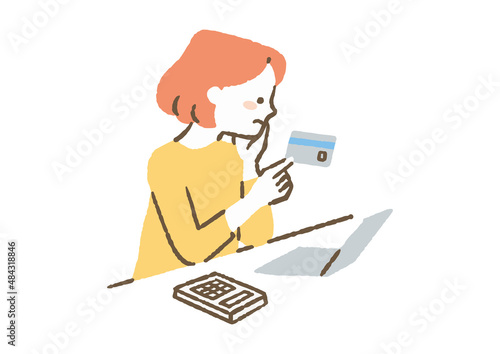 クレジットカードを持つ女性_色