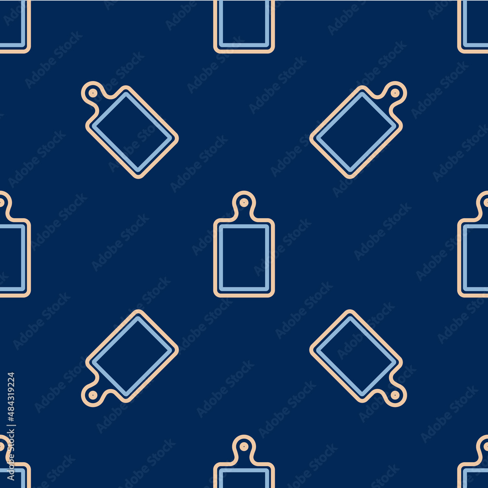 Line Cutting board icon isolated seamless pattern on blue background. Chopping Board symbol. Vector Line Cutting board icon isolated seamless pattern on blue background. Chopping Board symbol. Vector