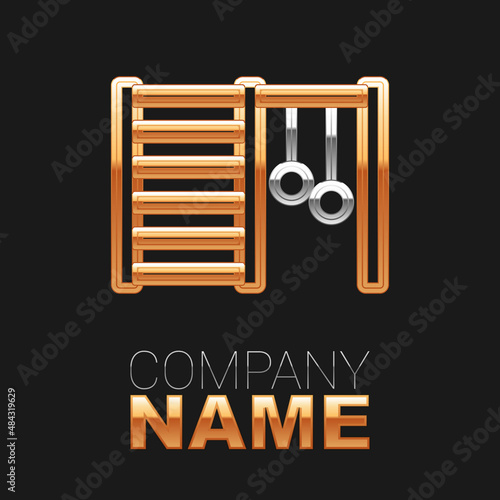 Line Wooden Swedish wall icon isolated on black background. Swedish stairs. Colorful outline concept. Vector