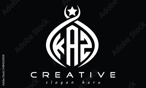 KAZ three letters monogram curved oval initial logo design, geometric minimalist modern creative logo, vector template