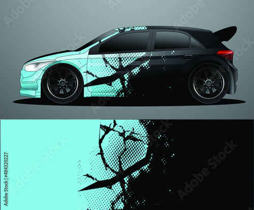 Rally car decal graphic wrap vector, abstract background