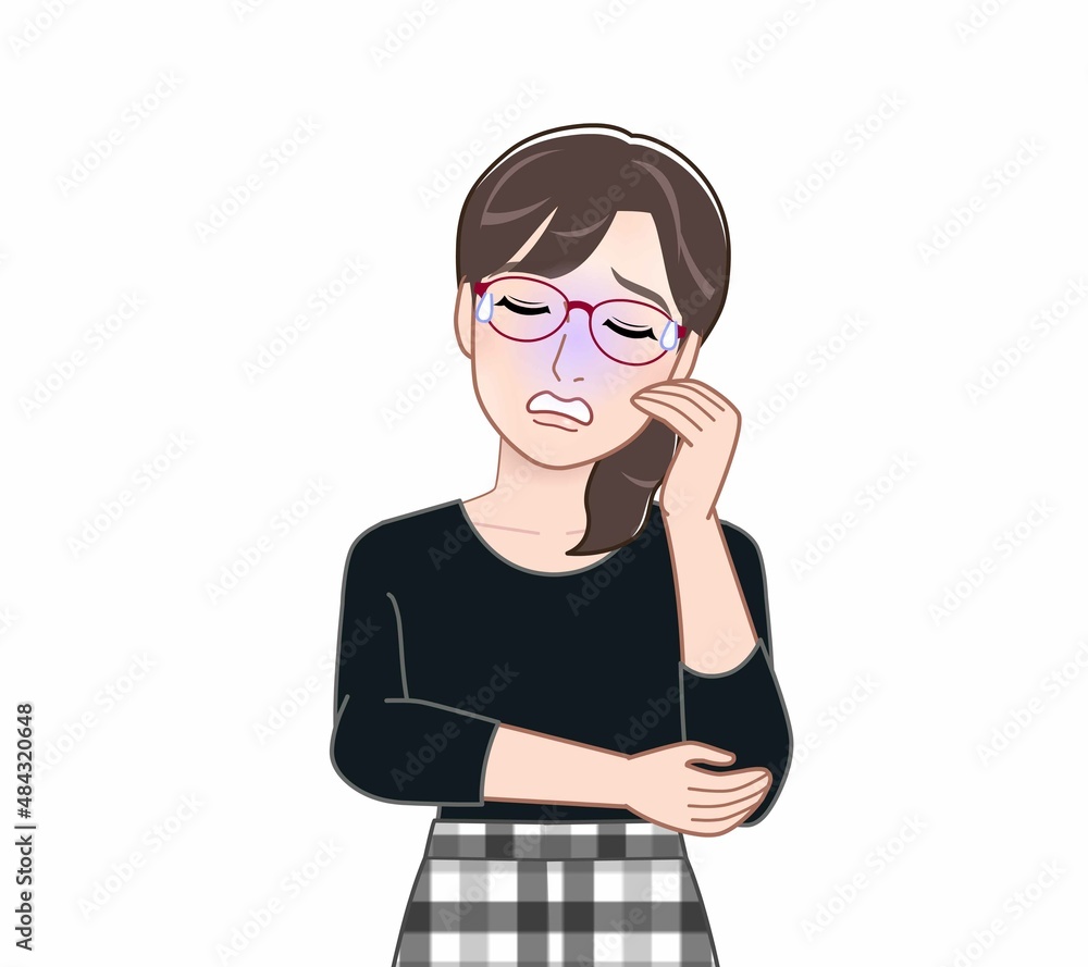 赤い眼鏡の若い女性 赤い眼鏡の若い女性
