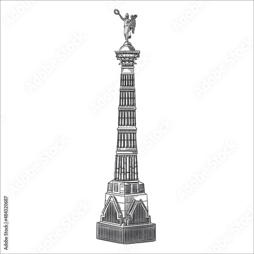 Drawing of the Column of Glory in the city of St. Petersburg
