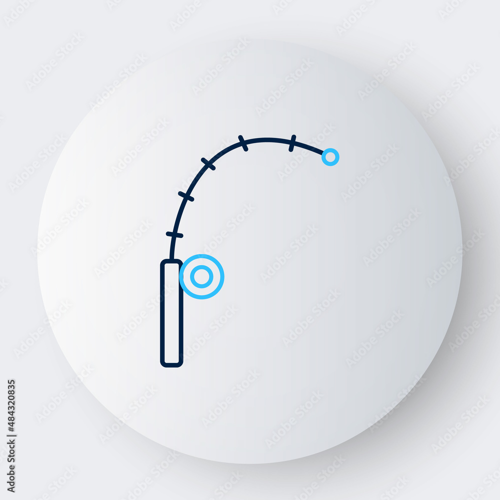 Line Fishing rod icon isolated on white background. Catch a big fish. Fishing equipment and fish farming topics. Colorful outline concept. Vector Line Fishing rod icon isolated on white background. Catch a big fish. Fishing equipment and fish farming topics. Colorful outline concept. Vector