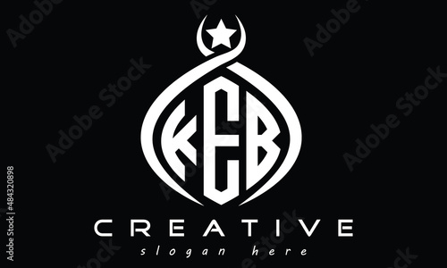 KEB three letters monogram curved oval initial logo design, geometric minimalist modern creative logo, vector template