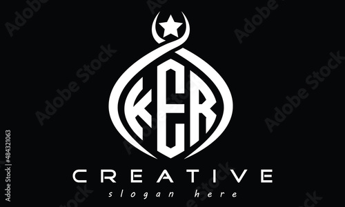 KER three letters monogram curved oval initial logo design, geometric minimalist modern creative logo, vector template