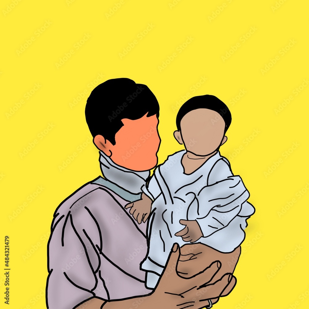 Father and daughter vector art