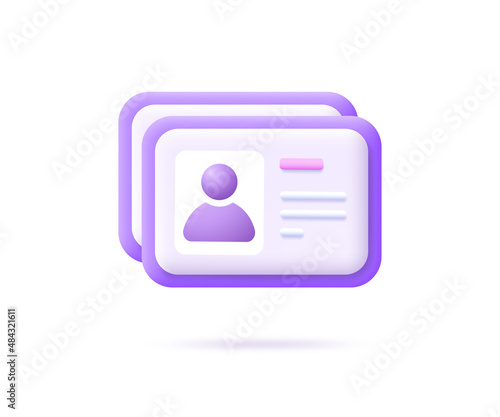 ID card icon. 3d vector illustration isolated on white background.