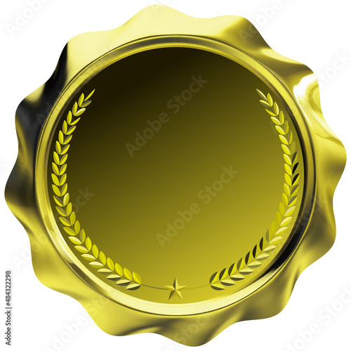 月桂樹のシールワックス風エンブレム　黄金