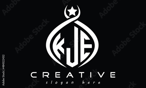KJE three letters monogram curved oval initial logo design, geometric minimalist modern creative logo, vector template