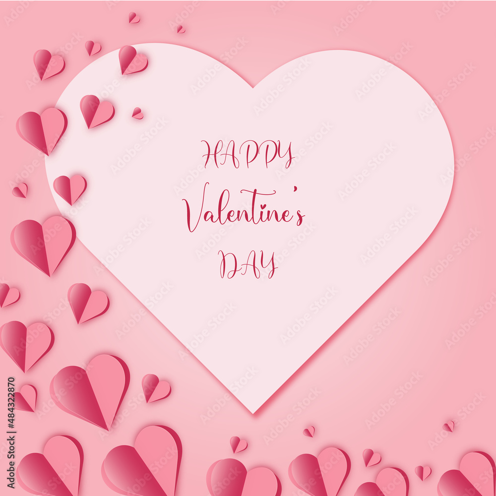 Vector symbols of love, Valentine's day, greeting card in style.papercraft. Color of love, patterns for background, wallpaper, invitations, packaging